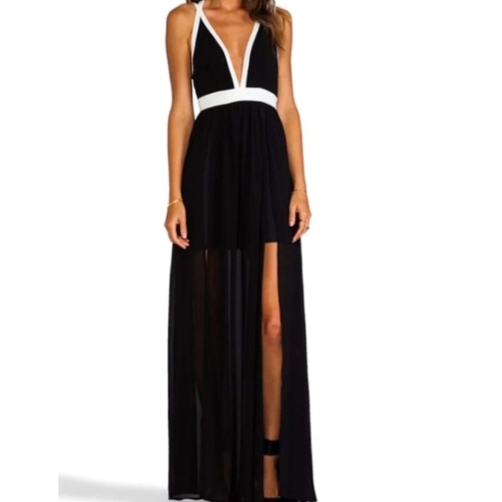 Keepsake the Label Eyes Wide Open Colorblock Plunging V-Neck Maxi Dress S